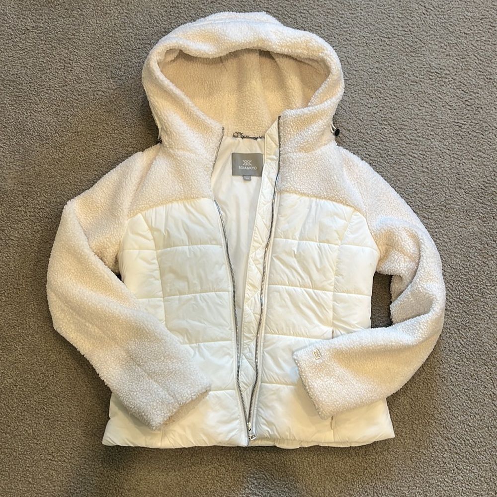 Soia and Kyo Mixed Media Faux Shearling Jacket
 size M - Picture 3 of 11